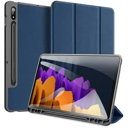 Dux Ducis Buch Tasche Hartschale mit Smart Sleep Standfunktion kompatibel mit SAMSUNG GALAXY TAB S7 11" Tablet Hülle Etui Brieftasche Schutzhülle Blau