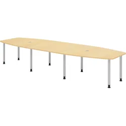 bümö Konferenztisch groß KT40 in Ahorn Füße in Silber