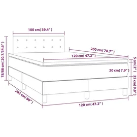vidaXL Boxspringbett mit Matratze & LED Dunkelgrau 120x200 cm Samt