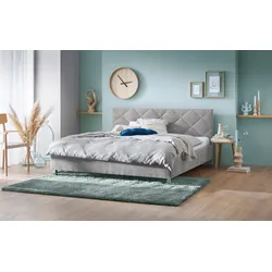 Polsterbett "Padua", grau, L:210cm, Bezug 100% Polyester, Polsterung: Polsterwatte, Material Gestell: gepolsterter Holzwerkstoff, verchromte Metallfüße, WESTFALIA SCHLAFKOMFORT, Betten, mit Rautensteppung, 3 verschiedene Matraztenarten wählbar