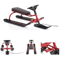 Byox Lenkschlitten Kinderschlitten Vihren, Lenkschlitten, Lenkrad, Zugseil, wasserdichter Sitz rot