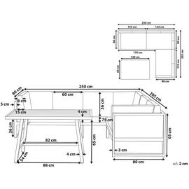 Beliani Castella Loungeset 2-tlg. grau/grün/weiß