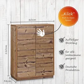 Aileenstore Highboard Eyecatcher Kommode mit Push-To-Open-System