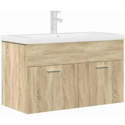 vidaXL Waschbeckenunterschrank Einbaubecken Wasserhahn Sonoma-Eiche