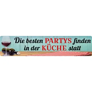 Blechwaren Fabrik Braunschweig GmbH DIE BESTEN Partys Finden IN DER KÜCHE STATT Straßenschild Magnet aus Blech 16x3,5 cm STR-M 44