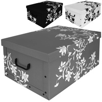 Aufbewahrungsbox 45L mit Deckel Flowers 3er Set Pappe Aufbewahrungskiste Truhe Aufbewahrung Schachtel