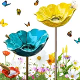 Blumen Gartenstecker VogelträNke, 2026 Neu Bienen TräNke Blume, 2/3 Stück VogelträNke Metall Futterstation Vögel Gartenstecker, Bienentränken Blume für Den Garten (2 Stück-E)