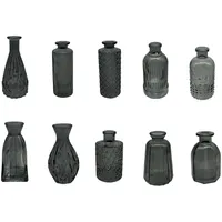 Relaxdays Vasen, 10er Set, strukturiert, Vintage-Design, Glas, H: 10–14,7