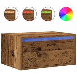 vidaXL Wand-Nachttisch mit LED-Leuchten Altholz-Optik