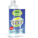 CHEMICS Isopropanol 99,9% Alkohol Reiniger 1l - Isopropylalkohol zum Reinigen, Entfetten, Desinfektion, Schimmelentfernung - Reinigungsalkohol für Haushalt & Industrie - Made in Germany