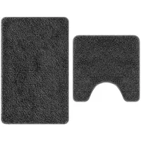 VidaXL 2-tlg. Badematten-Set Dunkelgrau Polypropylen Rutschfest