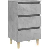 vidaXL Nachttisch mit Massivholz-Beinen Betongrau 40x35x69 cm