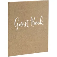 Exacompta Gästebuch Kraft Englisch Quadratisches Format 21x19 cm Karton mit bedrucktem Papier und matter Laminierung Goldschnitt 140 weiße Seiten einfarbig Farbe: Braun
