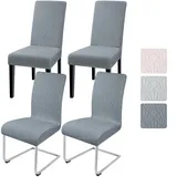 Alishomtll Stuhlhussen 4er Set Stuhlbezug Jacquard Hussen für Stühle Elastische Stuhlhussen Schwingstühle Abnehmbarer Esszimmer Stuhlbezüge Freischwinger für Küche Restaurant Hotel Bankett (Grau)