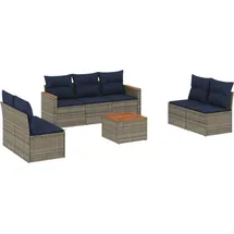 vidaXL Gartensofa-Set mit Kissen, grau, Polyrattan