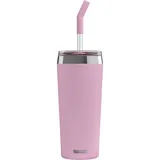 Sigg Helia Kaffeebecher to go (0.6 L), doppelwandig isolierter Thermobecher mit Glas-Strohhalm, auslaufsicherer Tumbler aus Edelstahl für heisse & kalte Getränke, Lingonberry