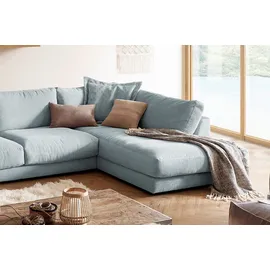 KAWOLA Wohnlandschaft U-Form Madeline Cord Longchair links hellblau