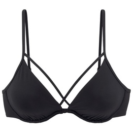 LASCANA Bügel-Bikini-Top »Shora«, mit Zierbändern, schwarz
