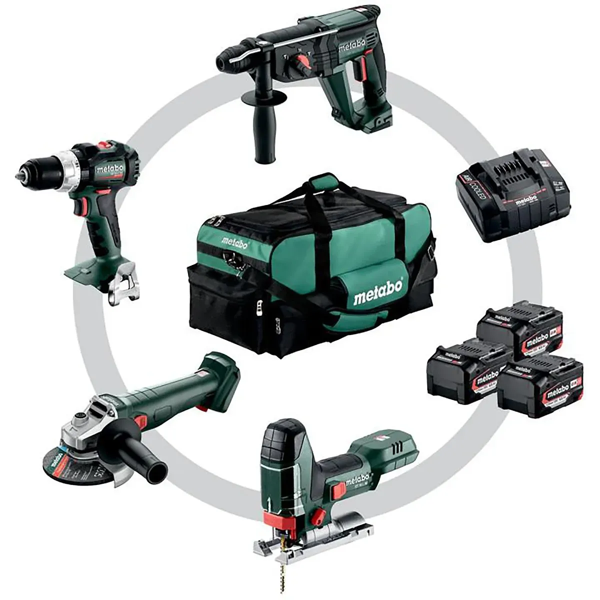 Metabo Akku Combo Set Bauhandwerk 4.3 SB 18 LT BL + W 18 L 9-125 Quick + KH 18 LTX 24 + STA 18 LTX 1 - 685214000