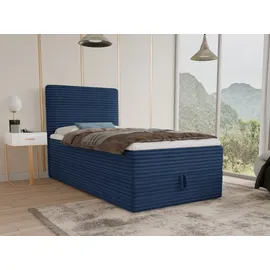 Sofnet Boxspringbett Mollo Mini mit Bettkasten und Matratzentopper - Einzelbett mit Bonell-Matratze und Topper, Polsterbett in weichem Cordstoff, Bett, Sc... | 80 x 200