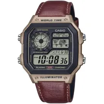 Casio Watch Digitaluhr Armbanduhr Lederband AE-1200WHL-5AVEF