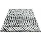 Carpet City Teppich Modern Karo-Look - 140x200 cm Grau Grün Meliert - Kurzflor Wohnzimmer