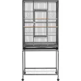 Yaheetech Vogelvoliere Vogelkäfig mit Tür Vogelhaus Vogelbauer mit Rollen 61 x 43 x 135 cm