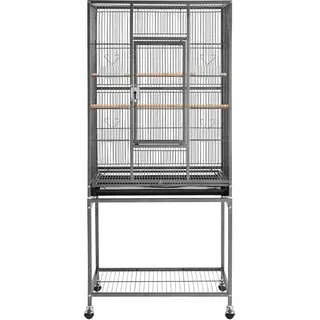 Yaheetech Vogelvoliere Vogelkäfig mit Tür Vogelhaus Vogelbauer mit Rollen 61 x 43 x 135 cm