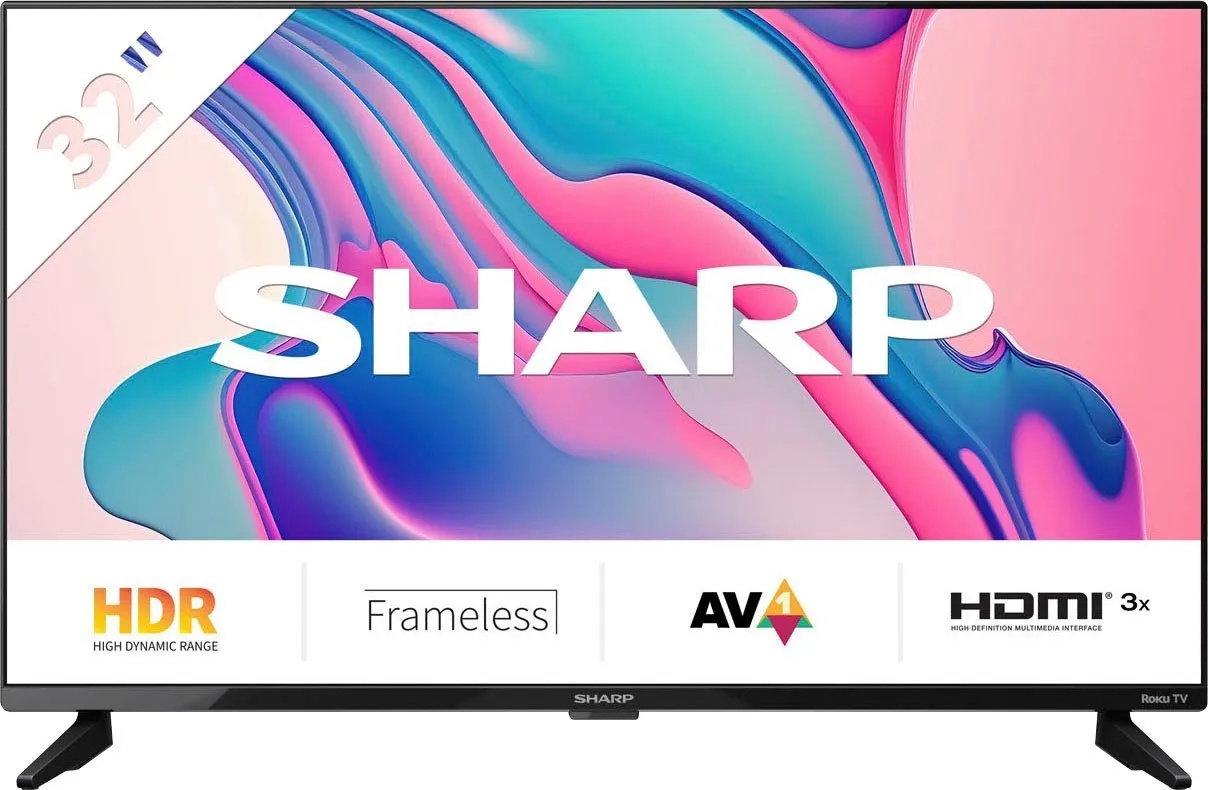 Sharp 1T-C32FDx LED-Fernseher (81 cm/32 Zoll, HD-ready, Smart-TV, Roku TV nur in Deutschland verfügbar, Rahmenlos, HDR10, Dolby Digital) schwarz