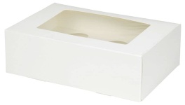 Greenbox Cupcake Boxen, mit Sichtfenster, 6er, Weiße Gebäckboxen für den Einmalgebrauch , 1 Karton = 5 Packungen à 25 Stück