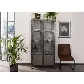 Massivmoebel24 Vitrine Mango 90 x 40 x 190 cm Grau
