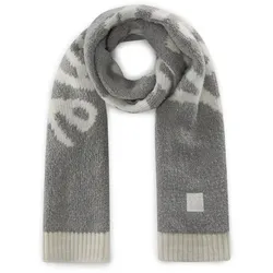 Codello Schal aus Bouclé- und Glattstrick mit Statement grau Damen 
