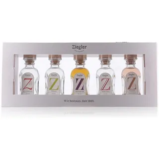 Ziegler Wildkirsch - Williams - Alte Zwetschge - Waldhimbeer - Haselnuss Tasting Set 43% Vol. 5x0,05l in Geschenkbox