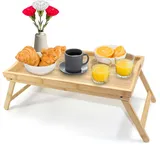 Betttablett klappbar groß Bambus Frühstückstablett fürs Bett Serviertablett mit Beinen Tablett Essenstablett
