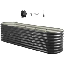 Vevor Hochbeet Pflanzbeet Metall 240 x 60 x 56 cm Dunkelgrau