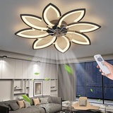 TMKOO Deckenventilator mit Beleuchtung, Modern LED Dimmbar Deckenleuchte mit Ventilator und Fernbedienung Leise, 90CM Kreativer 8 Lichter Design Deckenventilator für Esszimmer Wohnzimmer Schlafzimmer