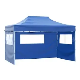 vidaXL Faltzelt 3 x 4,5 m inkl. Seitenteile blau