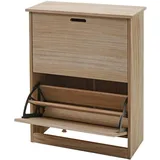 MCW Schuhkipper MCW-K45, Schuhschrank Schuhregal, 81x60x25cm 2 Klappen, Paulownia Holz ~ naturbraun