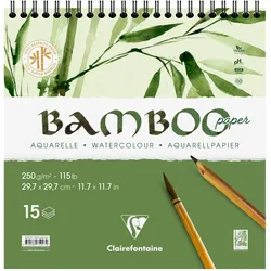 Clairefontaine 2x Bamboo, Spiralblock mit 15 Blatt Bambuspapier, 29,7x29,7 cm, 250g - 975927C