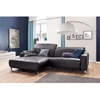 KAWOLA Sofa YORK Leder Life-line mocca Rec links Fuß Metall Chrom matt