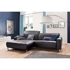 KAWOLA Sofa YORK Leder Life-line mocca Rec links Fuß Metall Chrom matt