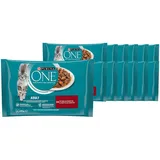 PURINA ONE ADULT Zarte Stückchen in Sauce, Katzenfutter 12er Pack (12 x 4 x 85g)