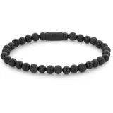 Rebel & Rose Black Rocks Armband aus 6mm schwarzen Naturstein mit Edelstahlverschluss RR-60088-B-M Größe Unisex