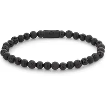 Rebel & Rose Black Rocks Armband aus 6mm schwarzen Naturstein mit Edelstahlverschluss RR-60088-B-M Größe Unisex