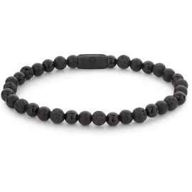 Rebel & Rose Black Rocks Armband aus 6mm schwarzen Naturstein mit Edelstahlverschluss RR-60088-B-M Größe Unisex