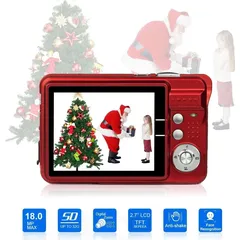 Digitalkamera mit 8x Digitalzoom Digitalkamera Geschenkkamera Digitalkamera für Kinder, 92,2x60,2x14MM, rot