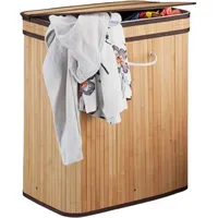 Relaxdays 3 x Wäschekorb Bambus eckig natur