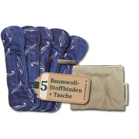 BewusstGrün® 5 Bio-Stoffbinden + Wet Bag & Pflegeanleitung I 100% Bio-Baumwolle I 3-lagiger Schutz und Komfort in der Periode, Waschbare Slipeinlagen