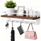 Wandmontierter Schlüsselhalter Mit Ablage, Schlüsselbrett Aus Holz Mit 7 Haken, Dekoratives Design Für Eingangsbereich, Flur, Schlafzimmer, Wohnzimmer Oder Büro