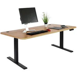 Schreibtisch MCW-D40, Computertisch, elektrisch höhenverstellbar 160x80cm 53kg MVG ~ braun Struktur, schwarz